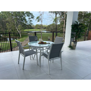 best-outdoor-furniture-Margot - Coventry 105cm - 5pce Outdoor Dining Set White/Grey
