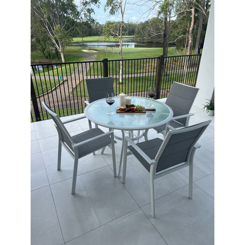 Margot - Coventry 105cm - 5pce Outdoor Dining Set White/Grey