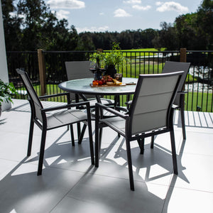 best-outdoor-furniture-Margot Coventry - 5pce (105x105) - White/Grey Outdoor Dining Set #color_BLACK