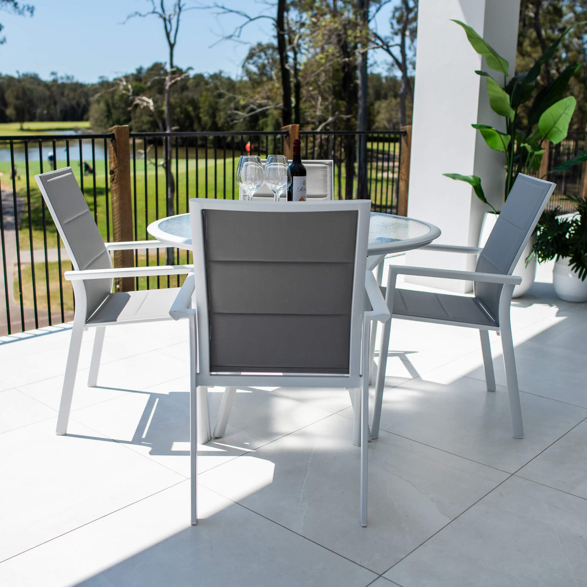 best-outdoor-furniture-Margot Coventry - 5pce (105x105) - White/Grey Outdoor Dining Set #color_WHITE