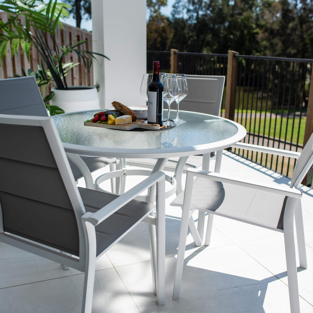best-outdoor-furniture-Margot Coventry - 5pce (105x105) - White/Grey Outdoor Dining Set #color_WHITE