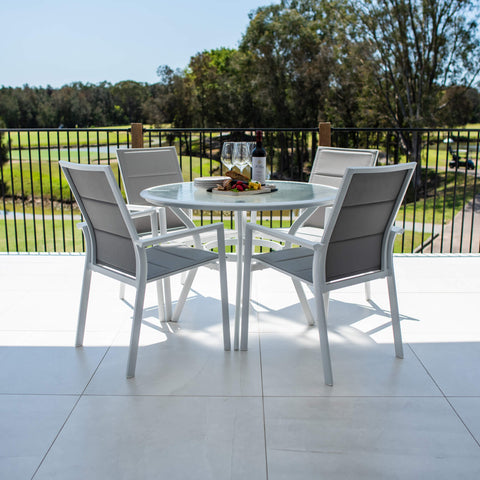 Margot Coventry - 5pce (105x105) - White/Grey Outdoor Dining Set