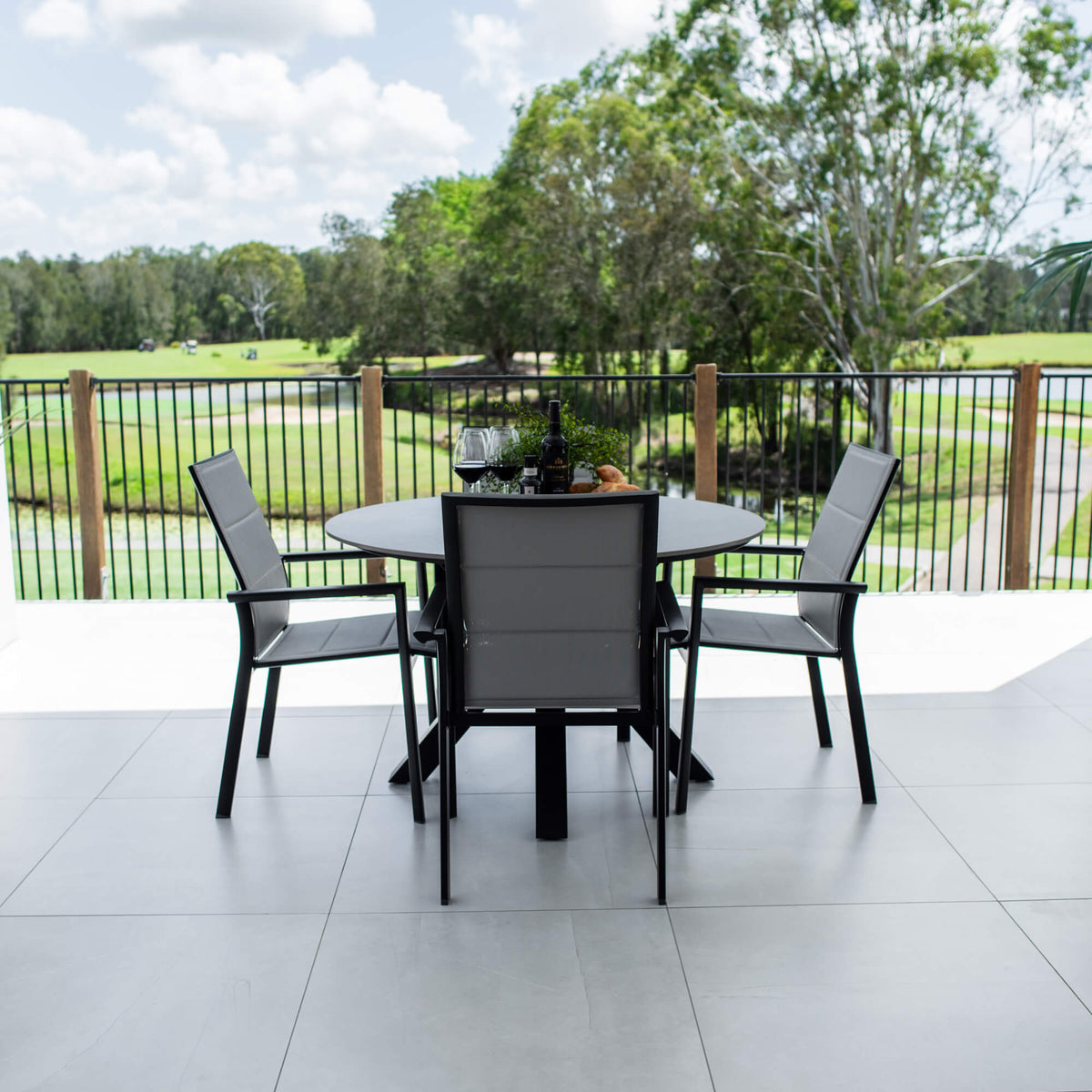 best-outdoor-furniture-Margot Malibu Round - 5pce (120x120) - Outdoor Dining Set #color_BLACK