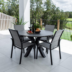 best-outdoor-furniture-Margot Malibu Round - 5pce (120x120) - Outdoor Dining Set #color_BLACK