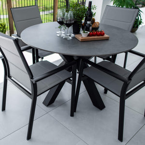 best-outdoor-furniture-Margot Malibu Round - 5pce (120x120) - Outdoor Dining Set #color_BLACK