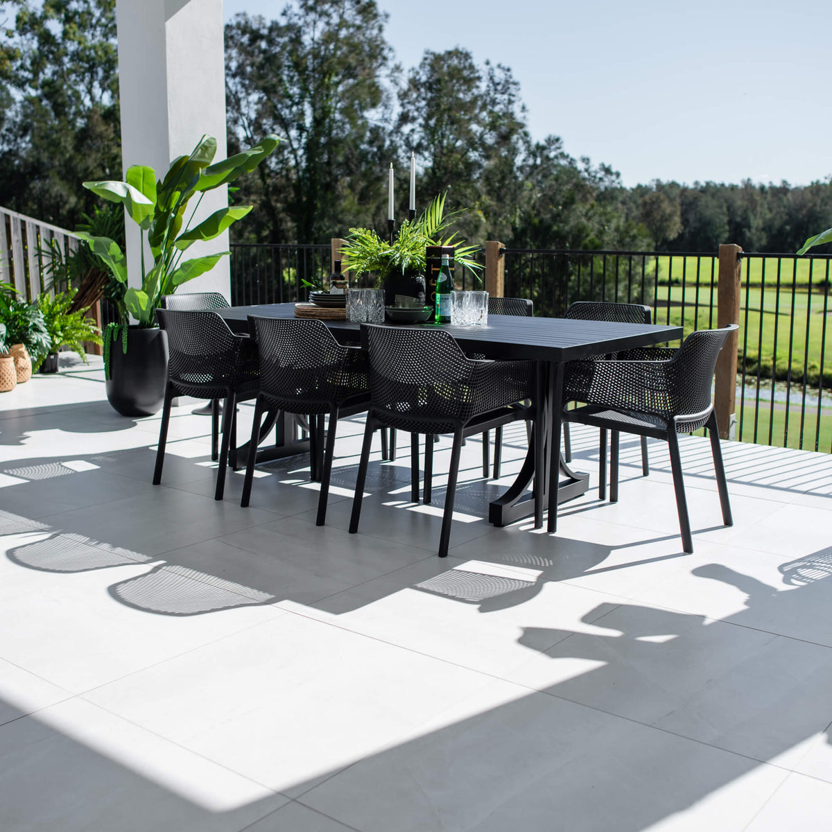Nero Bergen - 9pce (220x100) - Outdoor Dining Set