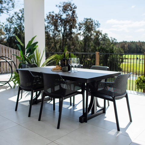 Nero Chester Moon - 7pce (180x100) - Outdoor Dining Set