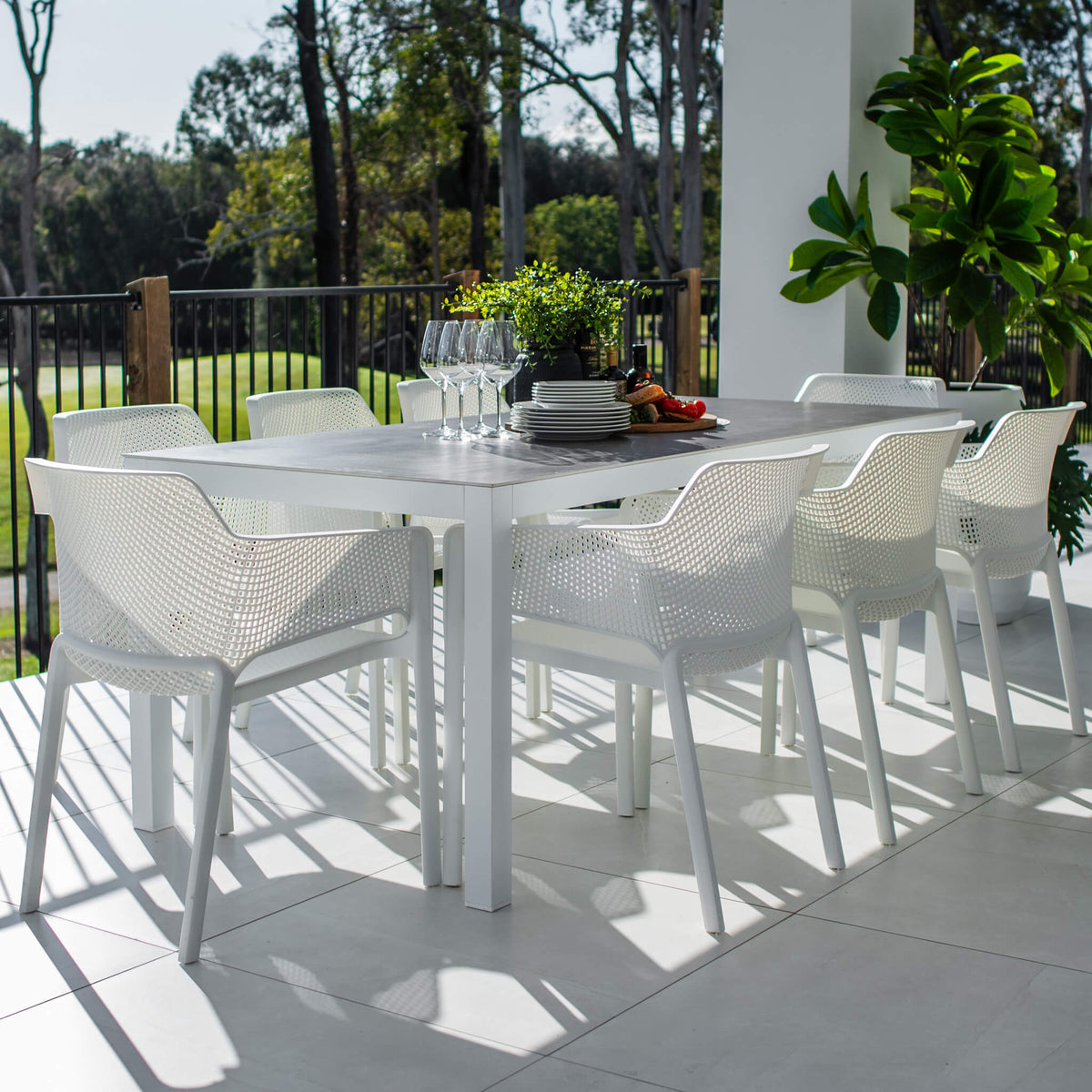 best-outdoor-furniture-Nero Cruz - 9pce (200x90) - Outdoor Dining Set #color_WHITE-GREY