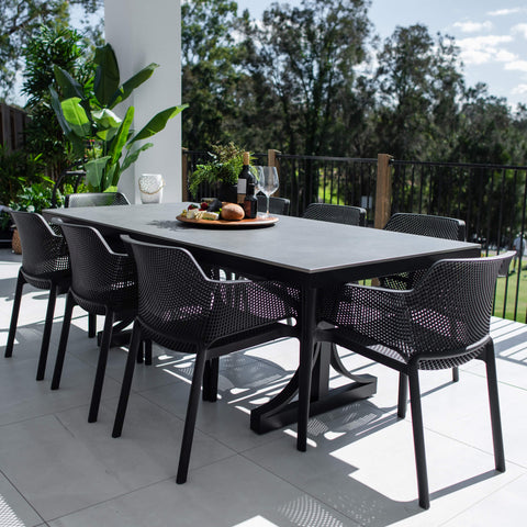Nero Malibu - 9pce (215x100) - Outdoor Dining Set