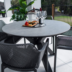 best-outdoor-furniture-Nero Malibu Round - 5pce (120x120) - Outdoor Dining Set #color_BLACK