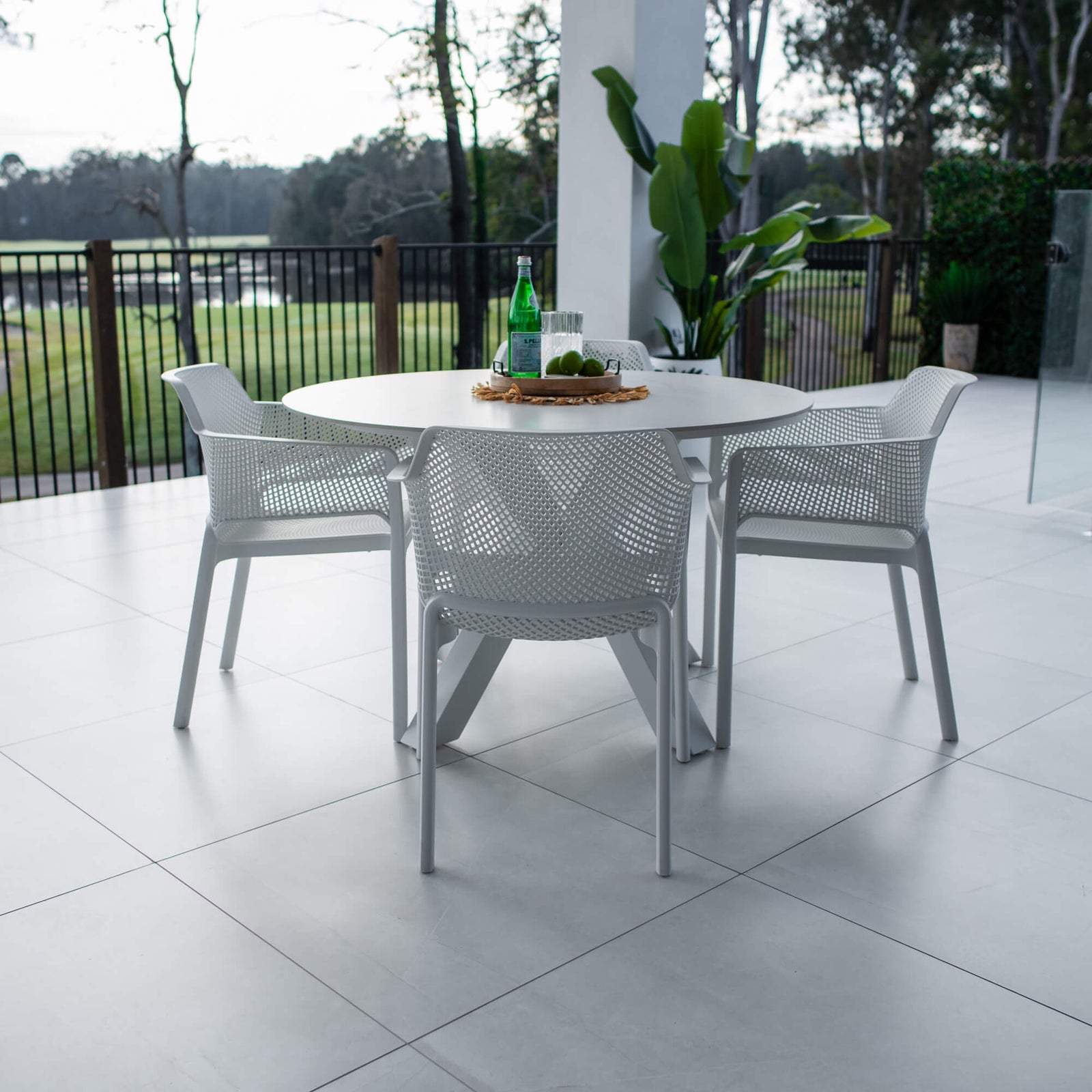 best-outdoor-furniture-Nero Malibu Round - 5pce (120x120) - Outdoor Dining Set #color_WHITE