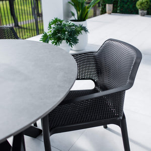 best-outdoor-furniture-Nero Malibu Round - 5pce (120x120) - Outdoor Dining Set #color_BLACK
