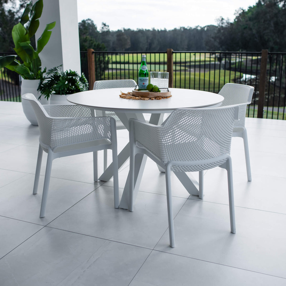 best-outdoor-furniture-Nero Malibu Round - 5pce (120x120) - Outdoor Dining Set #color_WHITE