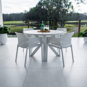 best-outdoor-furniture-Nero Malibu Round - 5pce (120x120) - Outdoor Dining Set #color_WHITE