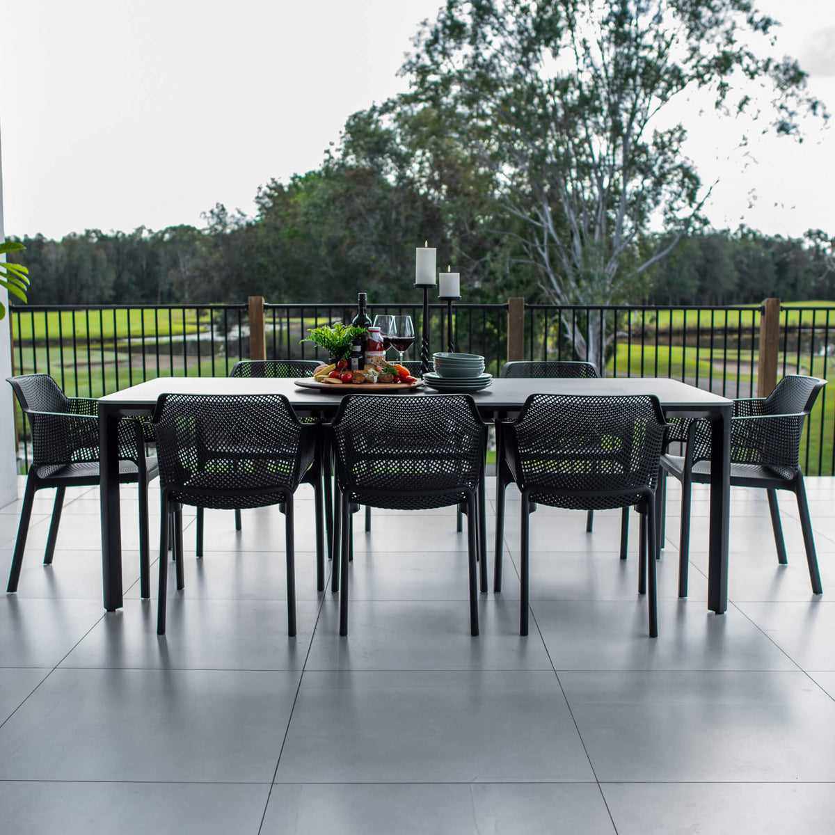 best-outdoor-furniture-Nero York - 9pce (220x100) - Outdoor Dining Set #color_BLACK-CHARCOAL
