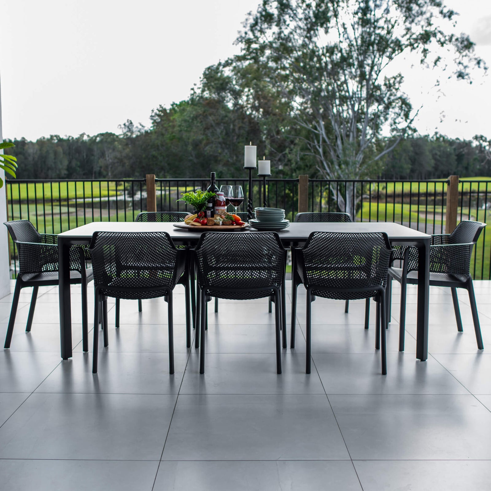 best-outdoor-furniture-Nero York - 9pce (220x100) - Outdoor Dining Set #color_BLACK-CHARCOAL