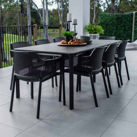 Nero York - 9pce (220x100) - Outdoor Dining Set