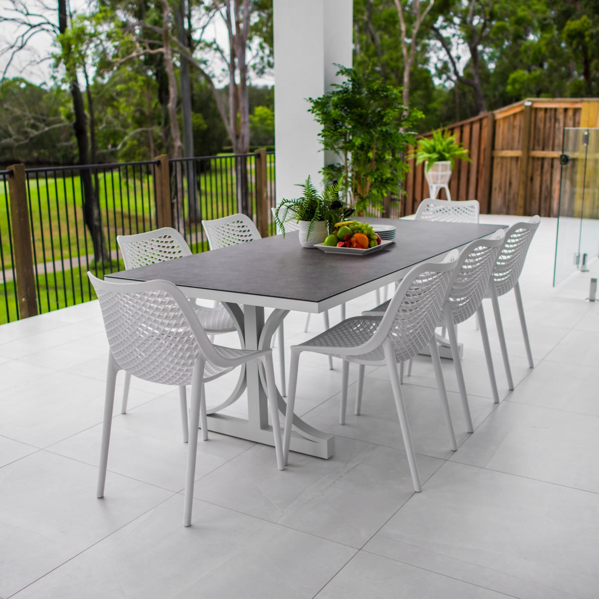 best-outdoor-furniture-Roma - Chester Moon - 9pce Outdoor Dining Set (215cm) Grey Top on White Frame #color_WHITE