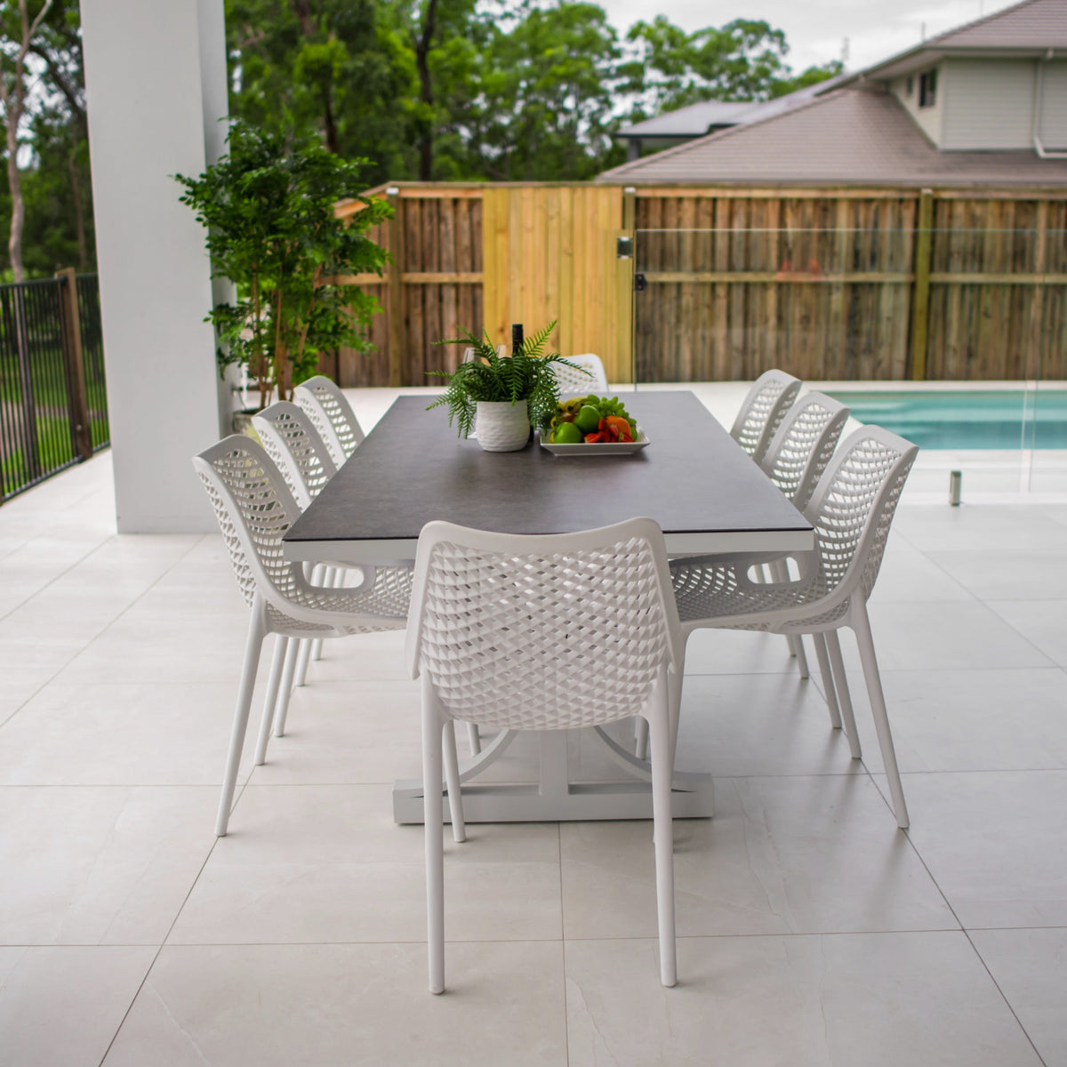 best-outdoor-furniture-Roma - Chester Moon - 9pce Outdoor Dining Set (215cm) Grey Top on White Frame #color_WHITE