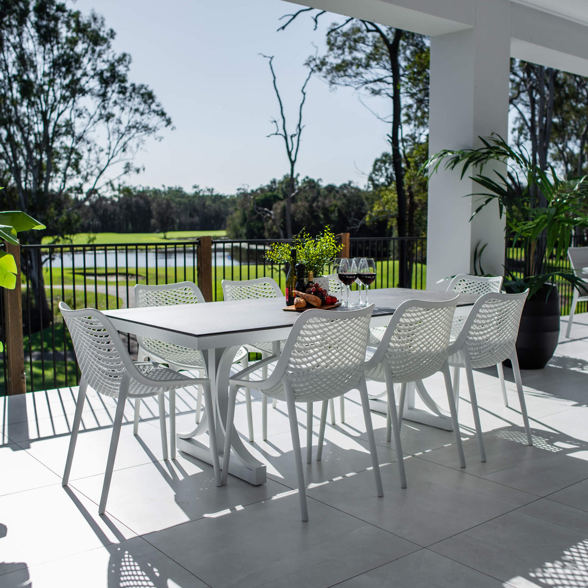 best-outdoor-furniture-Roma - Chester Moon - 9pce Outdoor Dining Set (215cm) Grey Top on White Frame #color_WHITE
