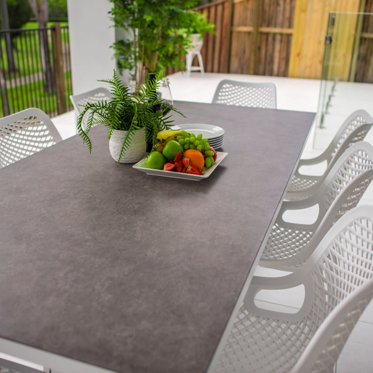 best-outdoor-furniture-Roma - Chester Moon - 9pce Outdoor Dining Set (215cm) Grey Top on White Frame #color_WHITE