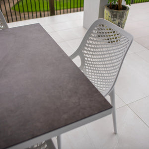best-outdoor-furniture-Roma - Chester Moon - 9pce Outdoor Dining Set (215cm) Grey Top on White Frame