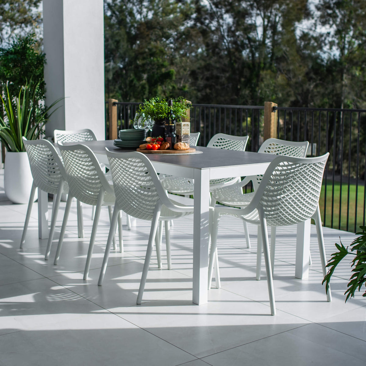 best-outdoor-furniture-Roma Cruz - 9pce (200x90) - Outdoor Dining Set #color_WHITE-GREY