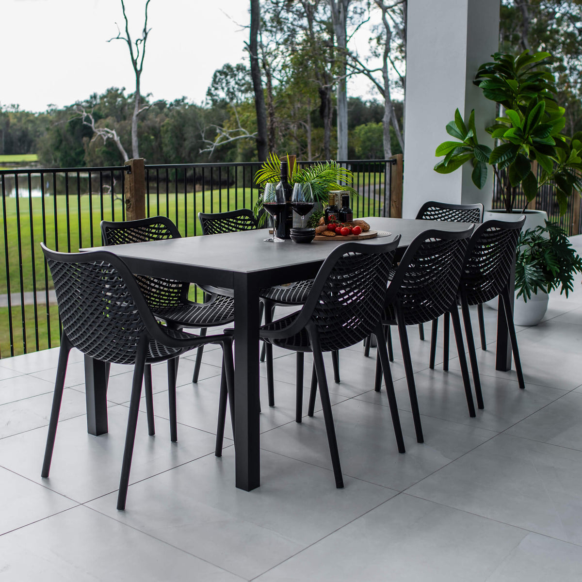 best-outdoor-furniture-Roma Cruz - 9pce (200x90) - Outdoor Dining Set #color_BLACK-CHARCOAL