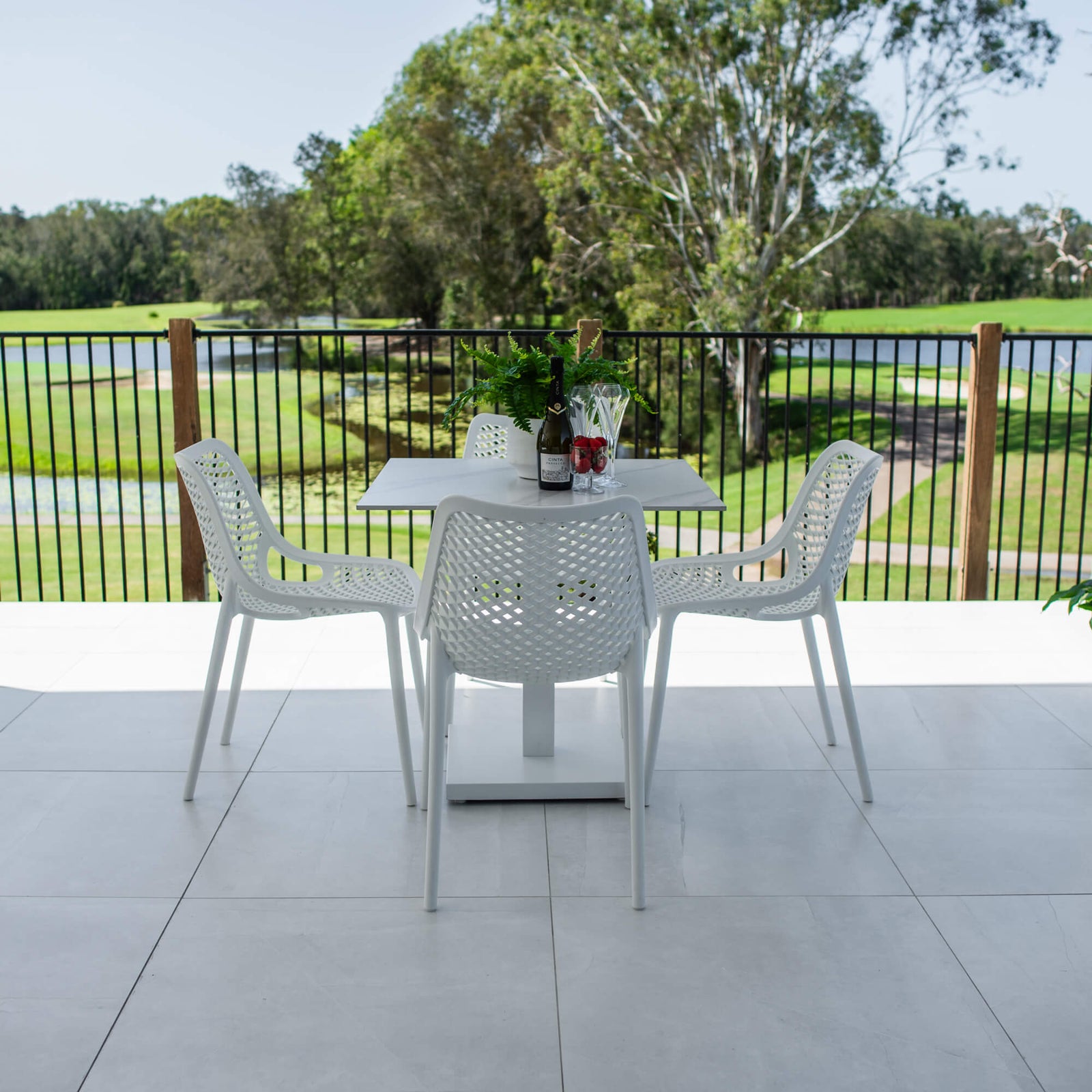 best-outdoor-furniture-Roma Lennox - 5pce (80x80) - Outdoor Bistro Set - Outdoor Dining Set #color_WHITE