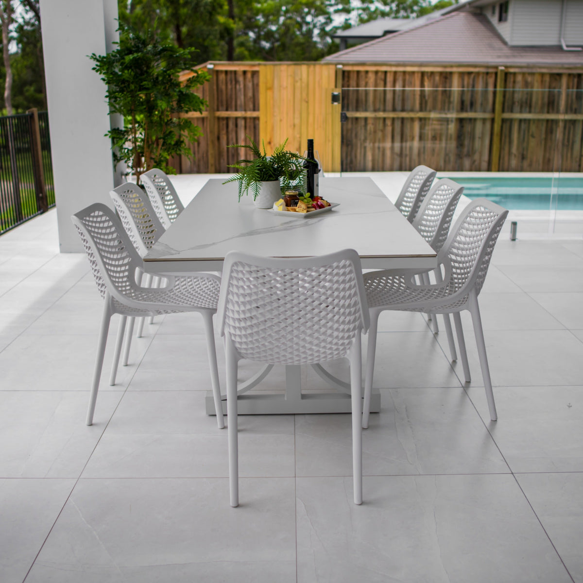 best-outdoor-furniture-Roma - Sinter Coastmoon - 9pce Outdoor Dining Set (215cm) WhiteTop on White Frame #color_WHITE