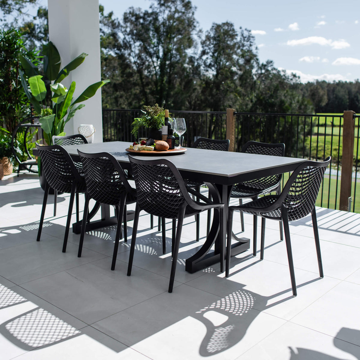 best-outdoor-furniture-Roma - Sinter Coastmoon - 9pce Outdoor Dining Set (215cm) WhiteTop on White Frame #color_BLACK