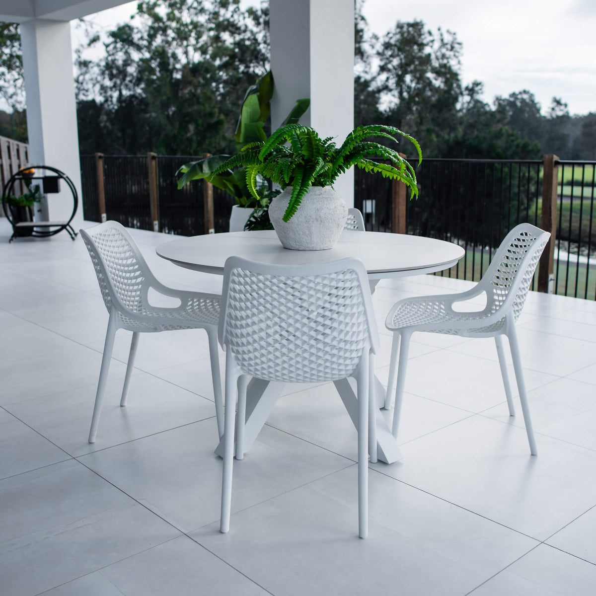 best-outdoor-furniture-Roma Malibu Round - 5pce (120x120) - Outdoor Dining Set #color_WHITE