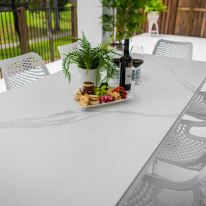 best-outdoor-furniture-Roma - Sinter Coastmoon - 9pce Outdoor Dining Set (215cm) WhiteTop on White Frame