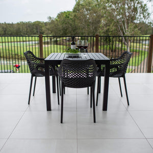 best-outdoor-furniture-Roma XL - Alum Slat - 5pce Outdoor Dining Set (90cm) #color_BLACK
