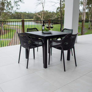 best-outdoor-furniture-Roma XL - Alum Slat - 5pce Outdoor Dining Set (90cm) #color_BLACK