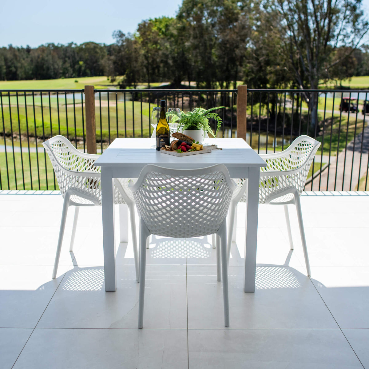 best-outdoor-furniture-Roma XL - Alum Slat - 5pce Outdoor Dining Set (90cm) #color_WHITE