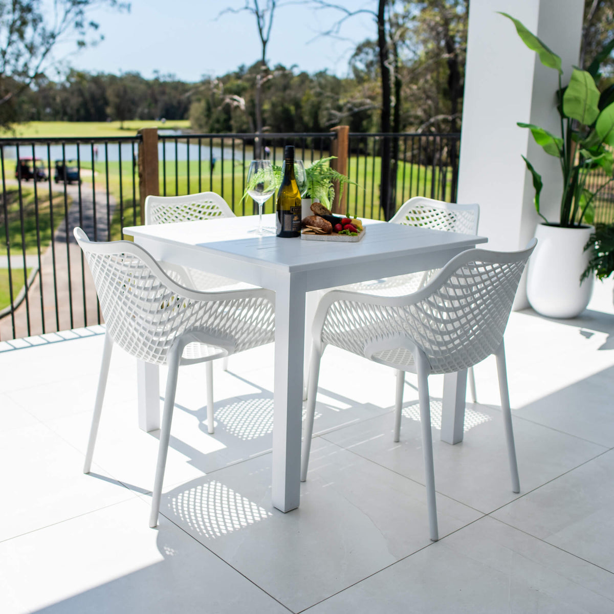 best-outdoor-furniture-Roma XL - Alum Slat - 5pce Outdoor Dining Set (90cm) #color_WHITE