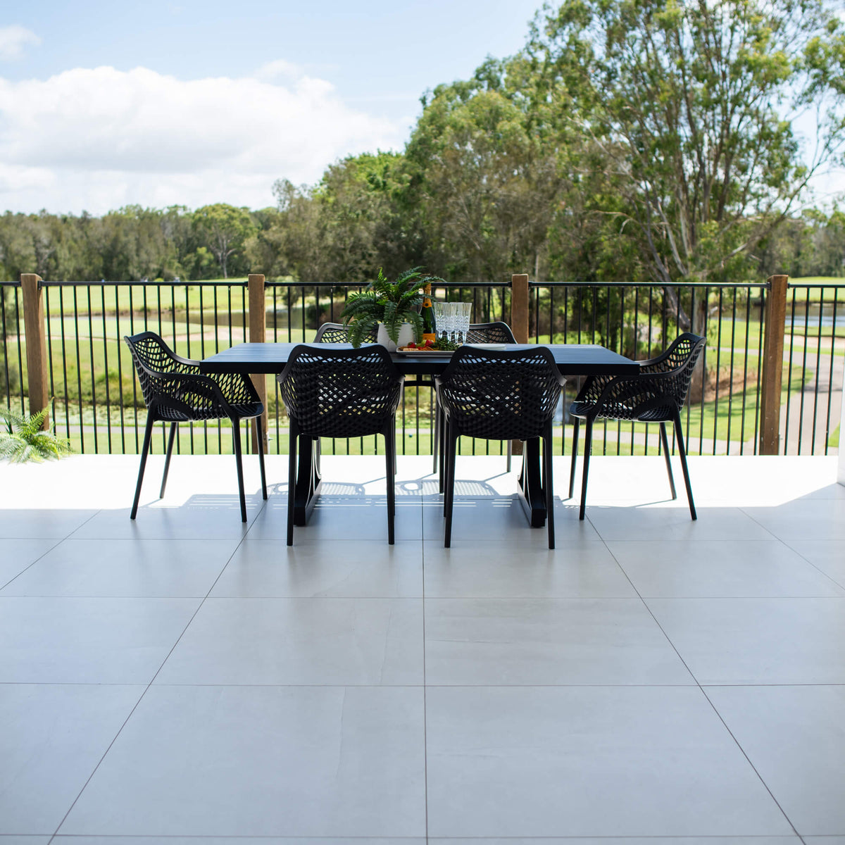 Roma XL - Bergen Moon Slat - 7pce Outdoor Dining Set (180cm)
