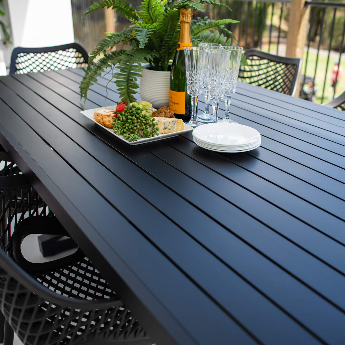 best-outdoor-furniture-Roma XL - Bergen Moon Slat - 7pce Outdoor Dining Set (180cm) #color_BLACK