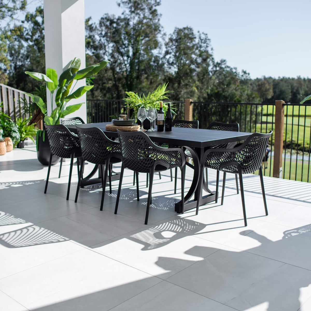 Roma XL - Bergen Moon Slat - 9pce Outdoor Dining Set (220x100cm)