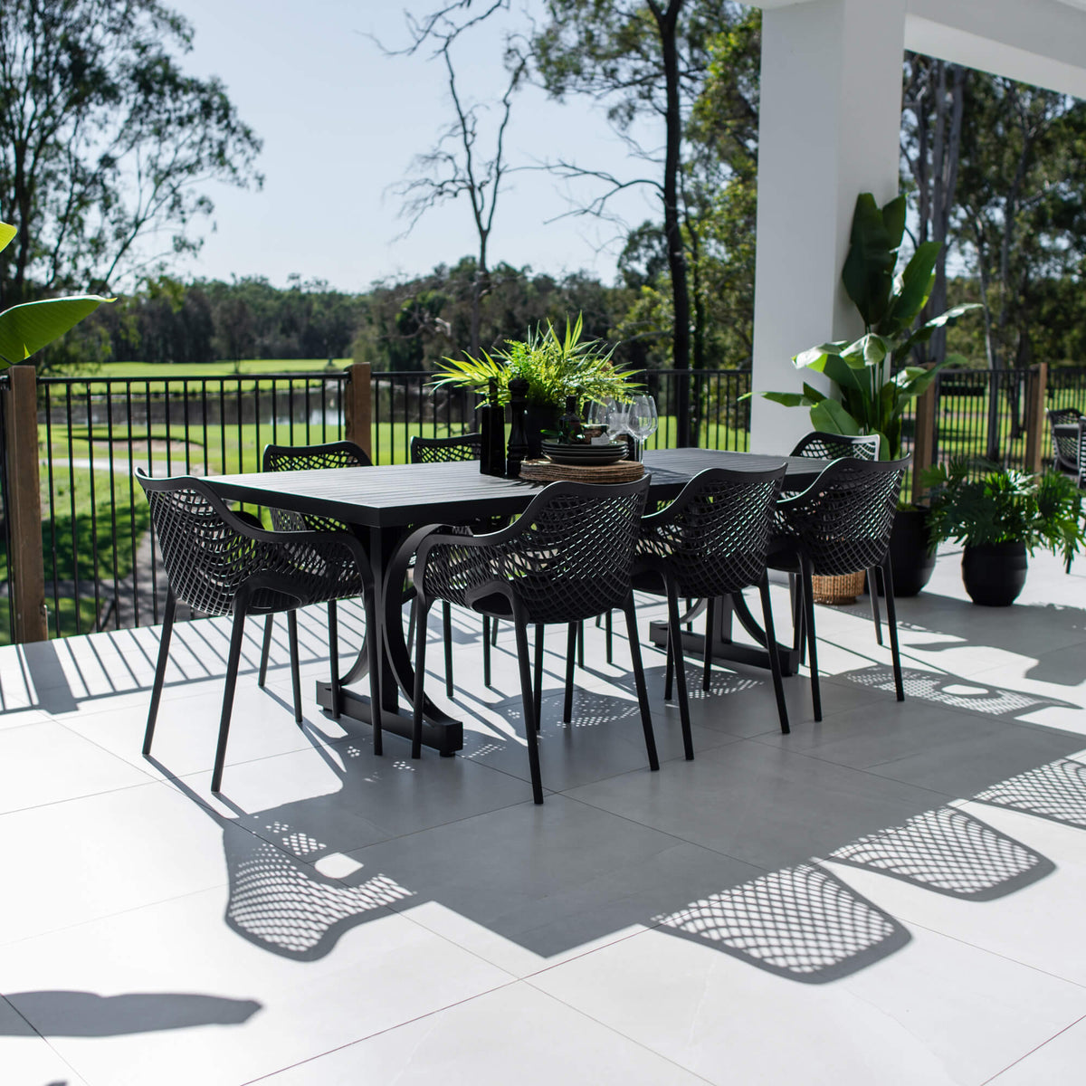 Roma XL - Bergen Moon Slat - 9pce Outdoor Dining Set (220x100cm)