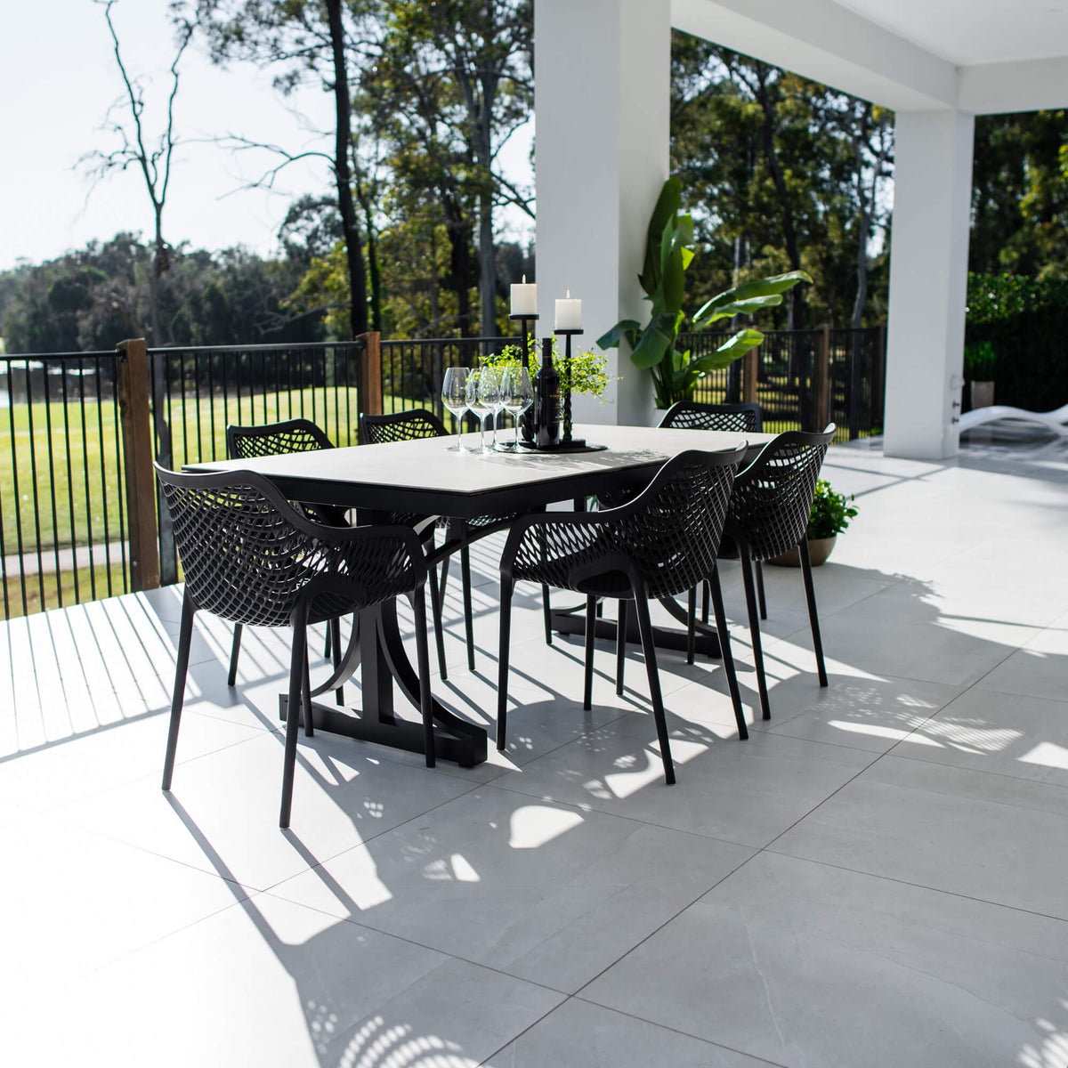 best-outdoor-furniture-Roma XL Ceramic - 7pce (180x100) - Outdoor Dining Set #color_BLACK