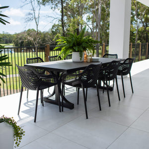best-outdoor-furniture-Roma XL - Chester Moon - 9pce Outdoor Dining Set (215cm) Grey Top on White Frame #color_BLACK