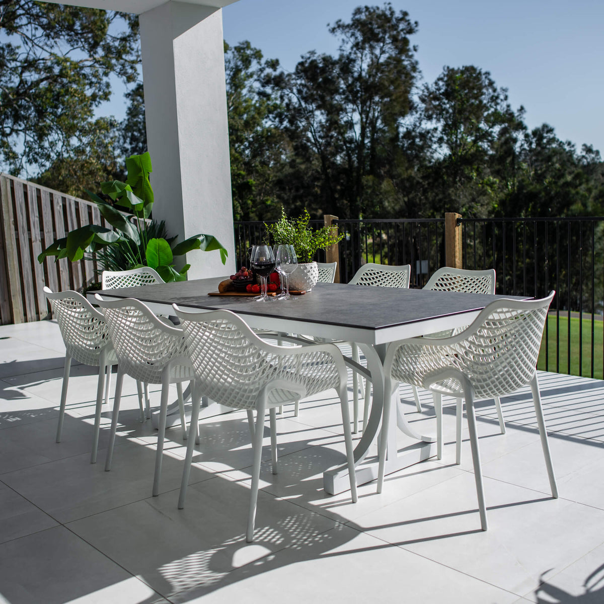 best-outdoor-furniture-Roma XL - Chester Moon - 9pce Outdoor Dining Set (215cm) Grey Top on White Frame #color_BLACK