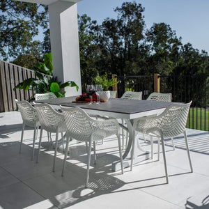 best-outdoor-furniture-Roma XL - Chester Moon - 9pce Outdoor Dining Set (215cm) Grey Top on White Frame #color_BLACK