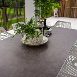 best-outdoor-furniture-Roma XL - Chester Moon - 9pce Outdoor Dining Set (215cm) Grey Top on White Frame