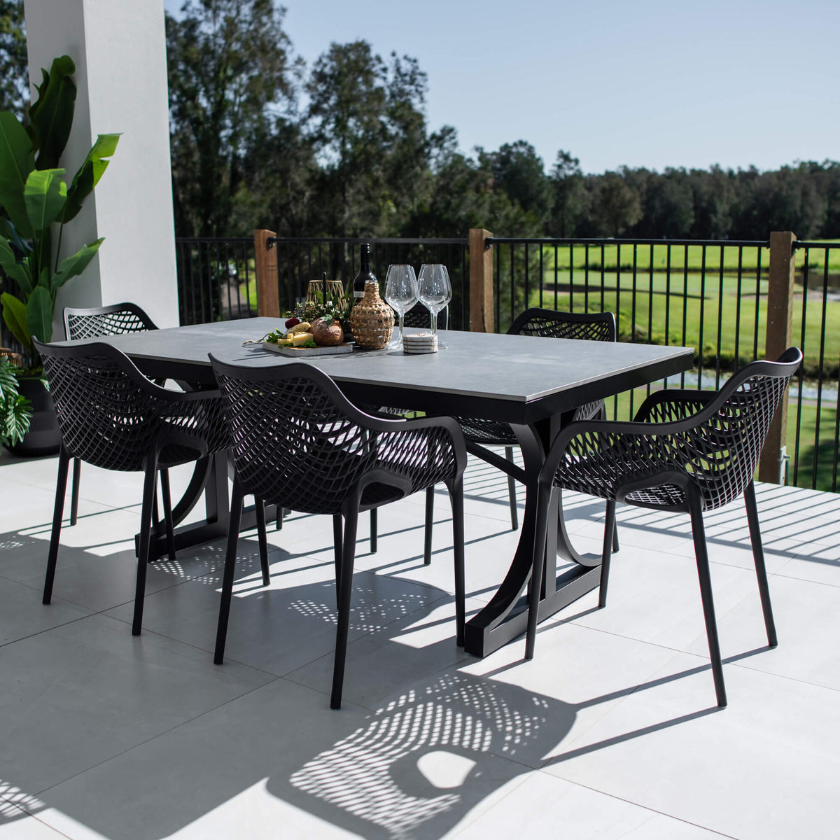 best-outdoor-furniture-Roma XL Malibu - 7pce (180x100) - Outdoor Dining Set #color_BLACK