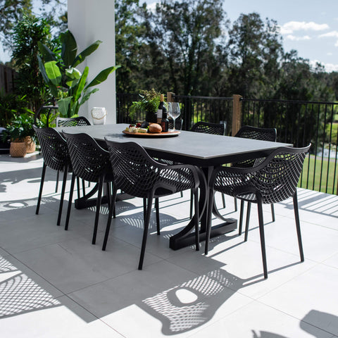 Roma XL Malibu - 9pce (215x100) - Outdoor Dining Set