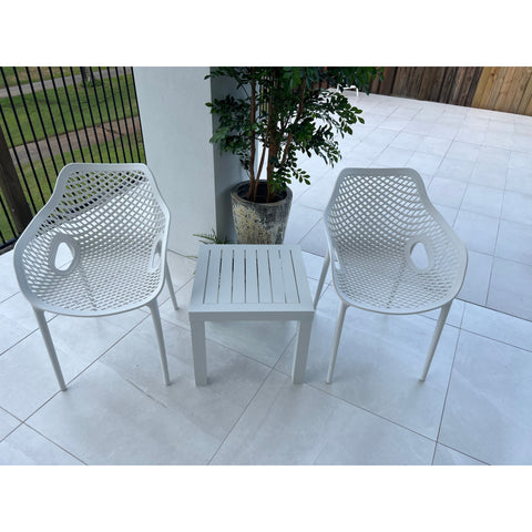 Roma XL - Slat Side - 3pce Outdoor Chat Set  White