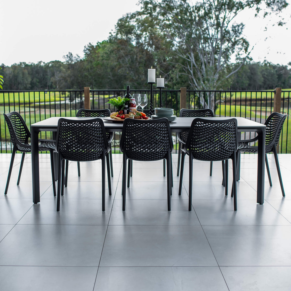 best-outdoor-furniture-Roma York - 9pce (220x100) - Outdoor Dining Set #color_BLACK-CHARCOAL